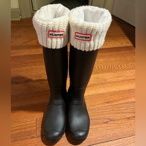 Hunter Black Boots with Cream Cuffs